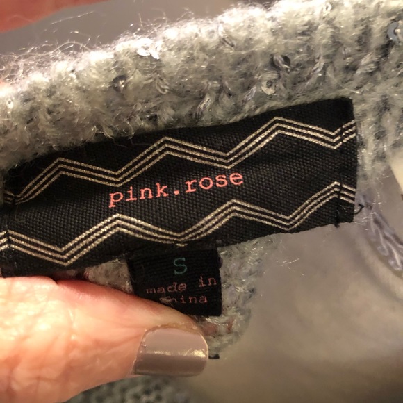 Women’s Pretty Sequin Pink Rose Sweater - Picture 4 of 4